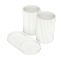 Anant white double toothbrush holder with removable draining tray for bathroom countertop organization