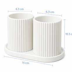 Modern minimalist toothbrush and toothpaste stand in a clean Indian bathroom washbasin setup