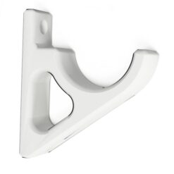 Strong reinforced white gun wall mount showing sturdy construction for heavy hunting rifles