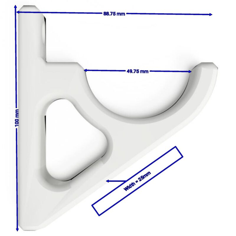 Set of two white universal firearm display clamps for home armory and gun room organization