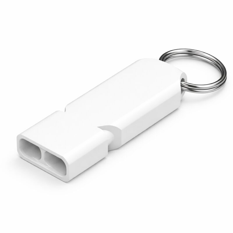 Pack of 4 white safety whistles by WhistlePro for sports, referees, and emergency use